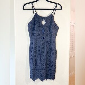 Storia Navy Lace Halter Cocktail Dress, Size Small